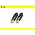 RCA штекер позолоченный  на кабель  OD=6,0мм