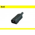 Разъем  Вилка сетевая `3 PIN` пластик на кабель 250V 10A